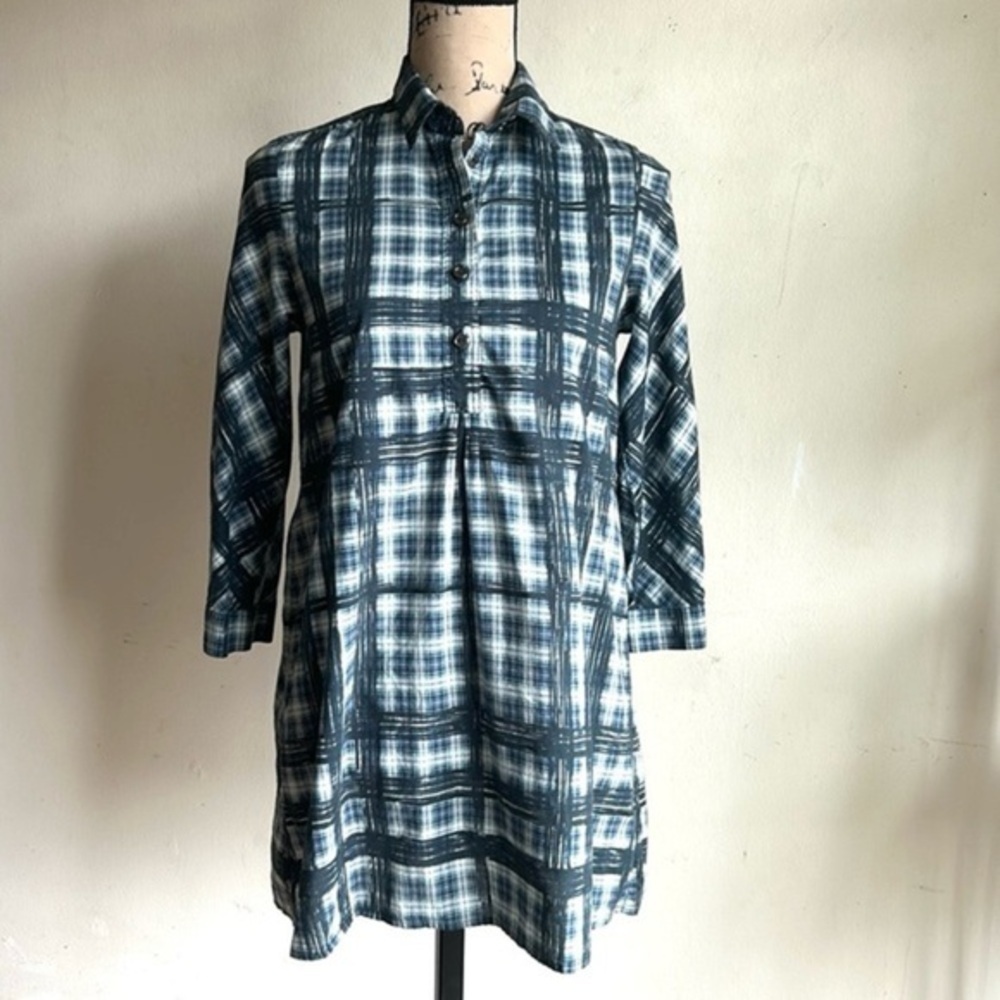 Burberry Brit Plaid Blue White Tunic Size XS - Picture 2 of 16